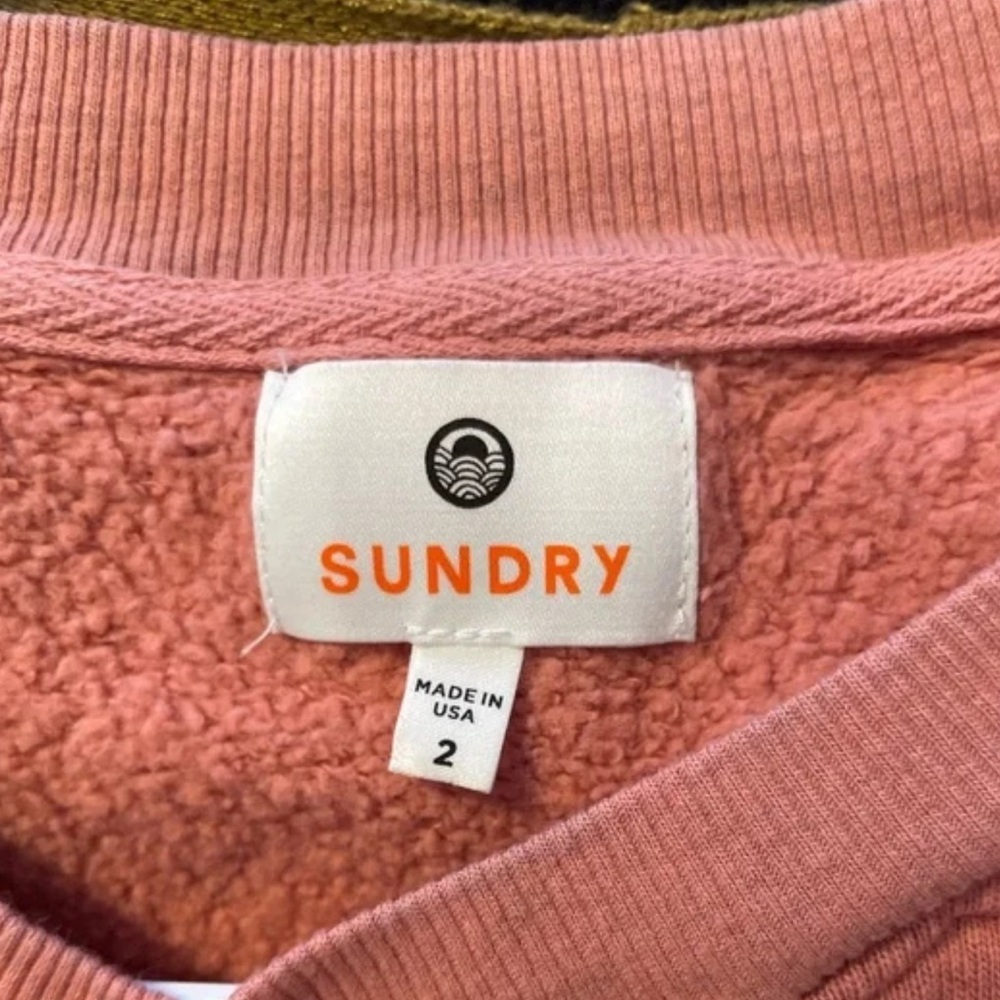 ANTHROPOLOGIE SUNDRY MERCI CREWNECK CROPPED RAGLAN SWEATSHIRT EUC (2/M) - Picture 6 of 7